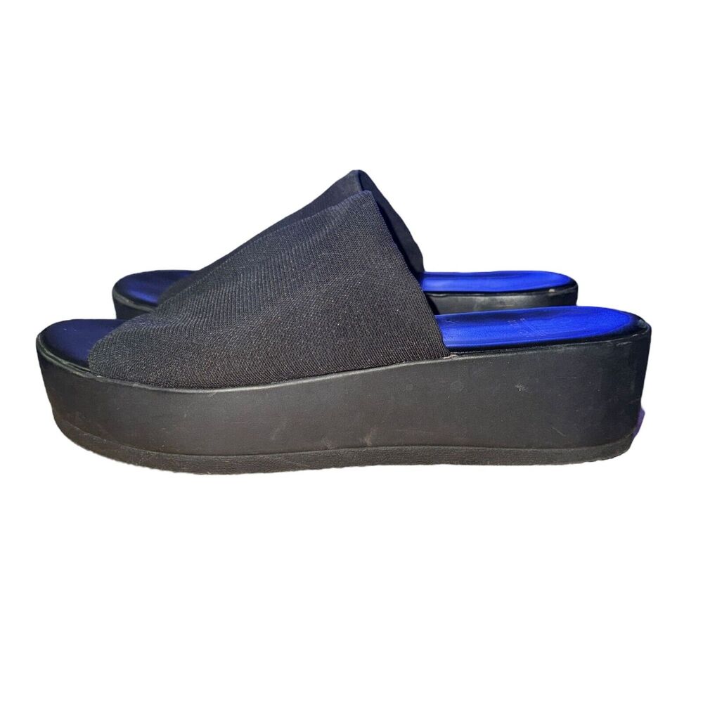 Steve Madden NY Slinky Slide Women's Size 9 Black Shoe Y2K Platform Open Toe